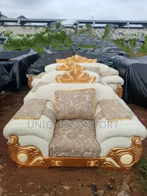 7 Seaters Royal Leather Sofa Set With Throw Pillows Like New