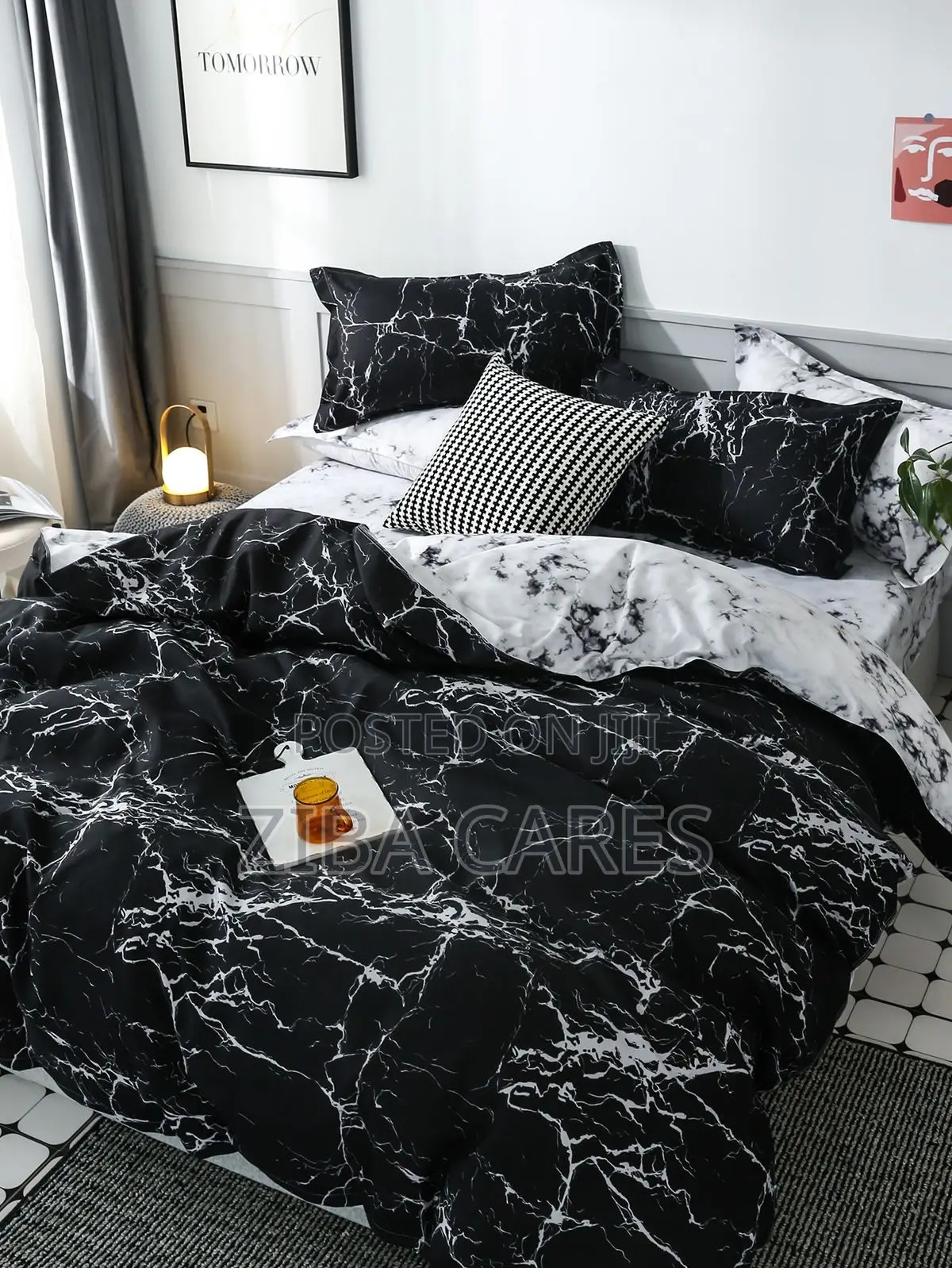 Black Ties and White Ties Combination Beddings Set