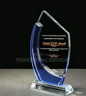 Achievement Award Plaque in Glass, Lagos