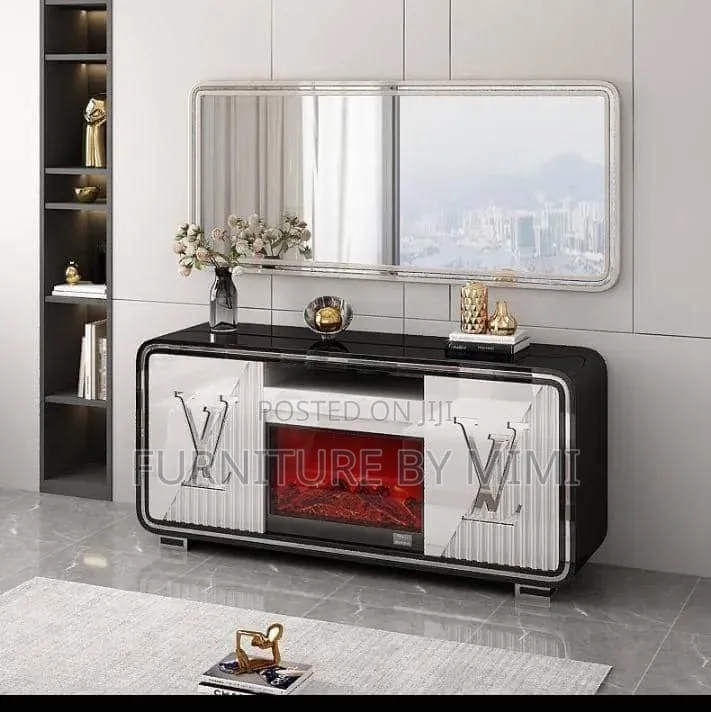 Premium Luxury Sideboard Cabinet Asymmetrical Mirror Set