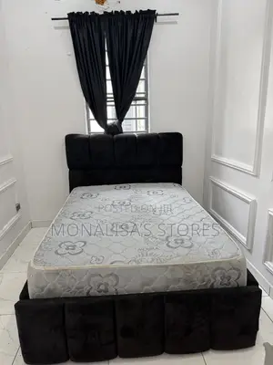 4.5 X 6 Luxury Velvet Bed Frame and Mouka Semi-Orthopedic Mattress