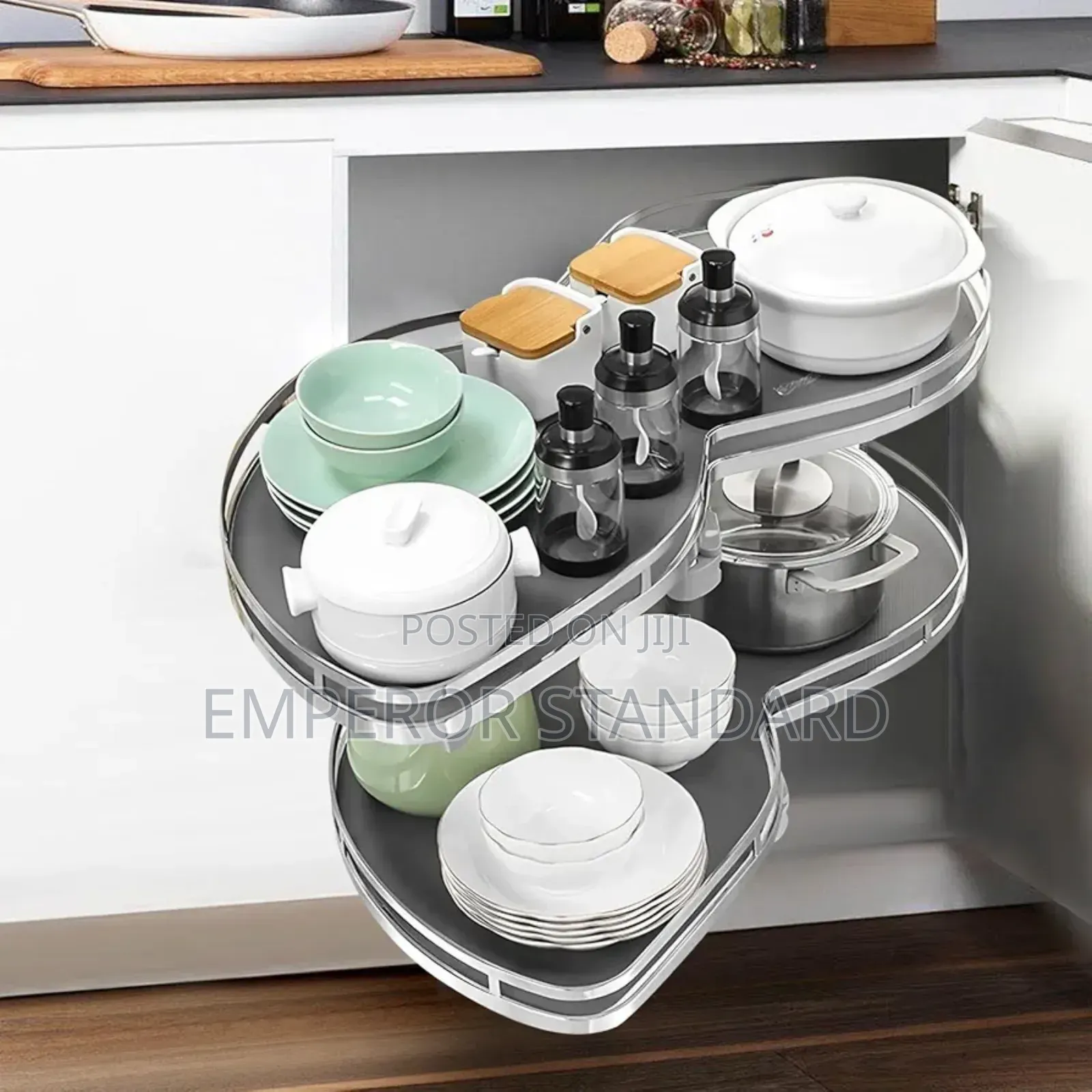 Corner Kitchen Cabinet 2 Tier Cabinet Corner Pull Basket Pull-Out
