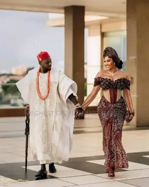 Imperial Embroidered Agbada Luxury Wine-Burgundy Crystal Gown Set