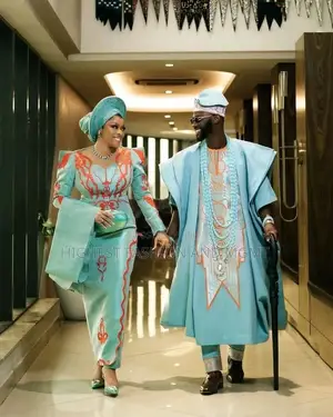 White Embroidered Agbada Luxury Emerald Green Crystal Gown Set