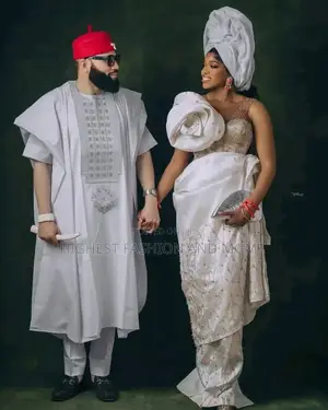 Structural Rose George Gown Silver-Embroidered Executive Agbada Set