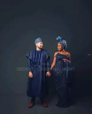 Midnight Navy Monostrap Sequin Gown Sovereign Blue Agbada Set