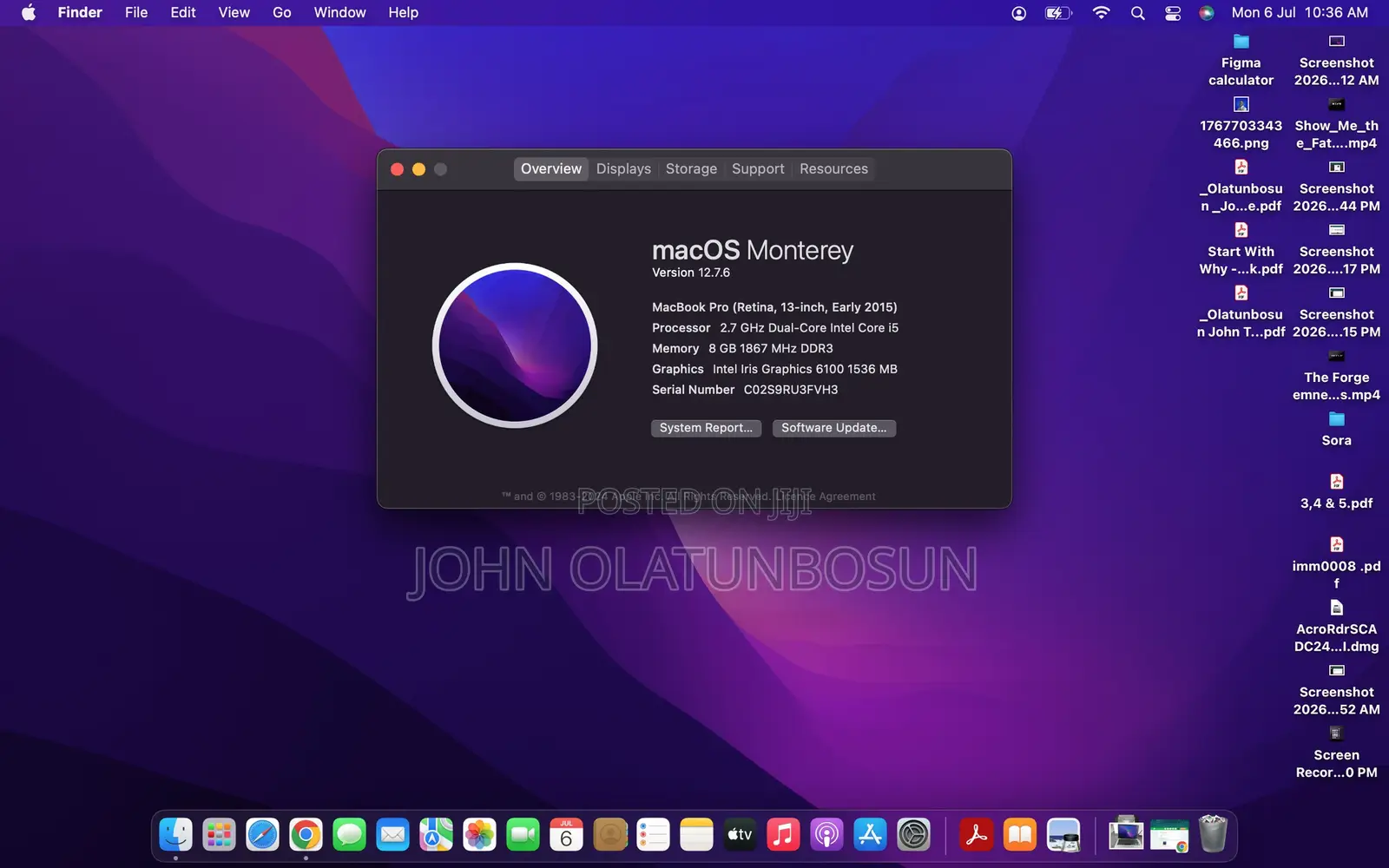 Laptop Apple MacBook Pro 2015 8GB Intel Core i5 SSD 256GB