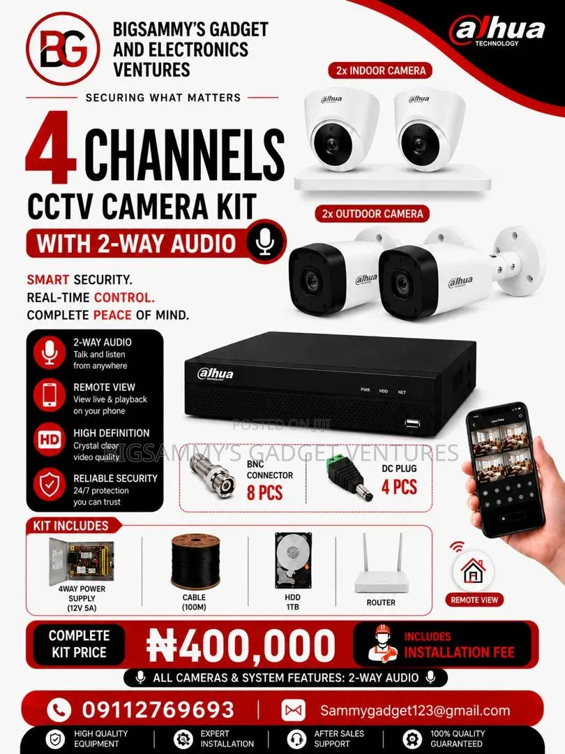 Dahua 4 Channel Complete Combo With Installation