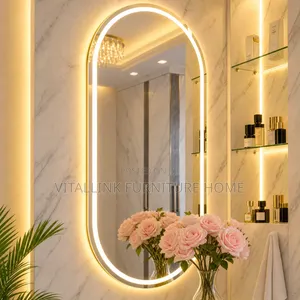 Luxury Marble Wardrobe Vanity Set With Led Mirror Shelves