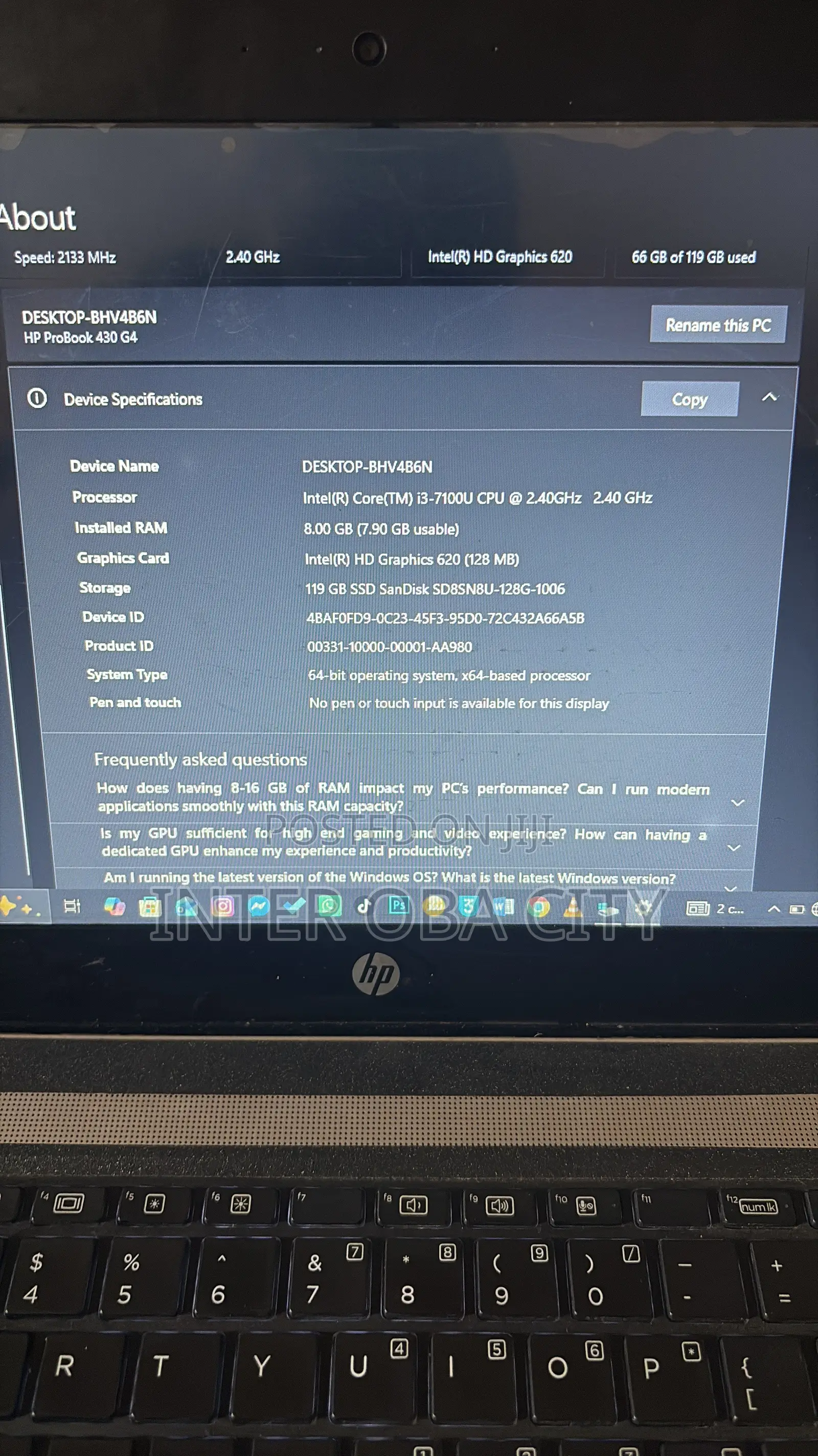 Laptop HP ProBook 430 G4 8GB Intel Core i3 SSD 128GB