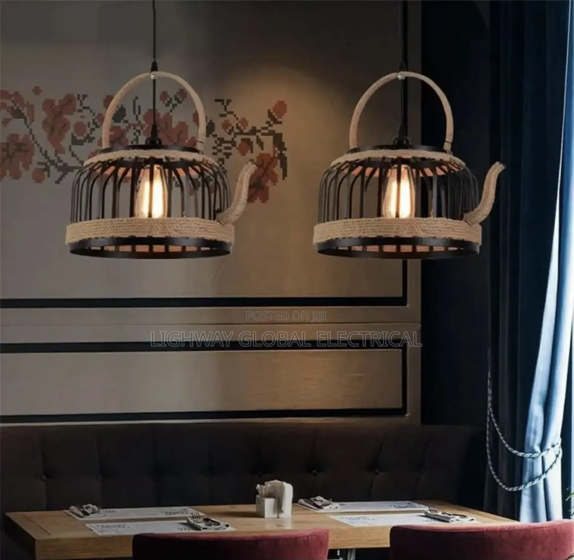 Lamp Hemp Rope Luminous Pendant Light for Restaurant and Kitchen