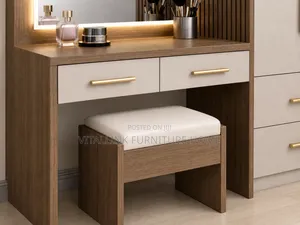 Modern Wood Cream Wardrobe With Vanity Led Backlit Mirror