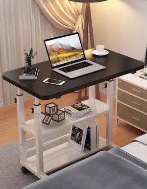 Adjustable Mobile Laptop Desk - 3-Tier Rolling Bedside Reading Table