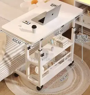 Adjustable Mobile Laptop Desk - 3-Tier Rolling Bedside Reading Table