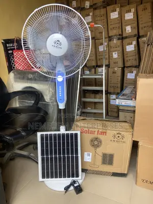 Brand New A.M Royal 16" Solar Rechargeable Standing Fan With Solar