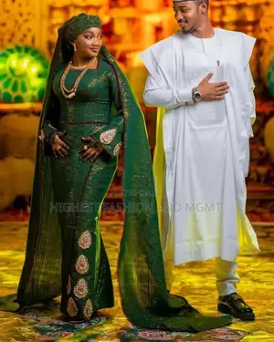 Shimmer Gown With Royal Drape Sovereign White Embroidered Agbada Set
