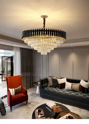 Luxury Black Gold Crystal Chandelier