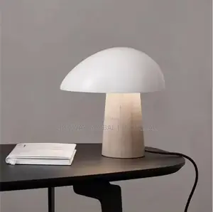 Modern Nordic Grain Wood Mushroom Bedside Table Lamp