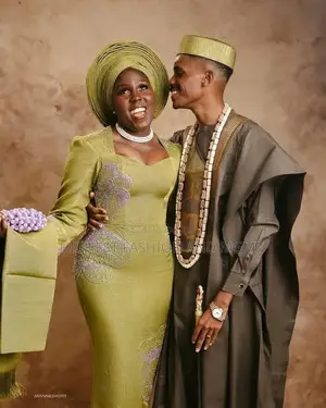 Olive-Green and Muted Earth-Tone Traditional Couple Ensemble