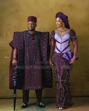 Regal Plum Lavender Traditional Couple Set.