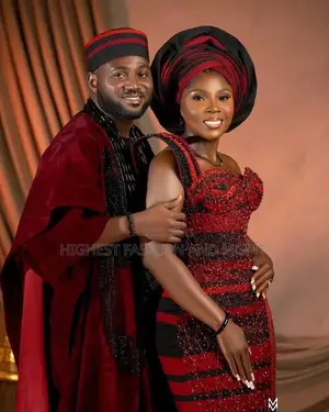 Regal Red Black Traditional Wedding Couple Set.