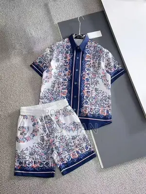 Men’S 2 in 1 Short Sleeve Shirt and Shorts Set