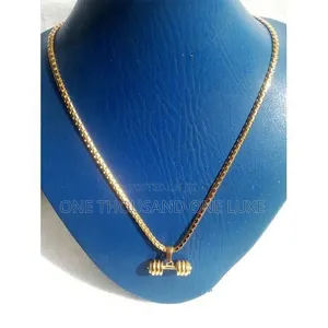 Dumbbell Gold Plated Chainnecklace