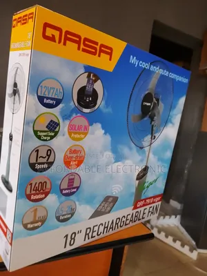 Qasa 18inch Rechargeable Standing Fan - Black
