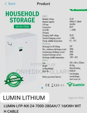 7kwh Lumin Lithium Battery 24volts