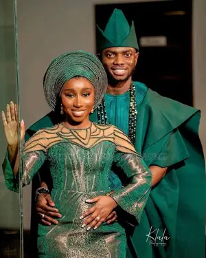 Emerald-Green Cultural Wedding Couple Set.