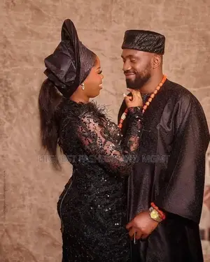 All-Black Traditional Wedding Couple Set.