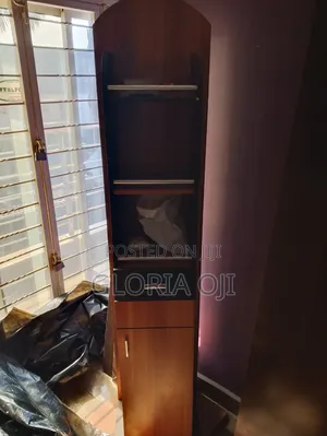 Rotating Wooden Room Organizer With Mirror
