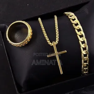 3pcs Set Cross Pendant With Bangles Ring