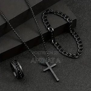 3pcs Set Cross Pendant With Bangles Ring