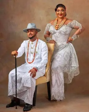 Silver-Crystal Embroidered Bridal Gown White Traditional Set