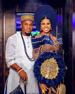 Navy Blue Embroidered Bridal Set White Eyelet Traditional Attire