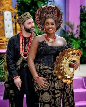 Gold-Embroidered Black Bridal Set Matching Men’S Traditional Attire