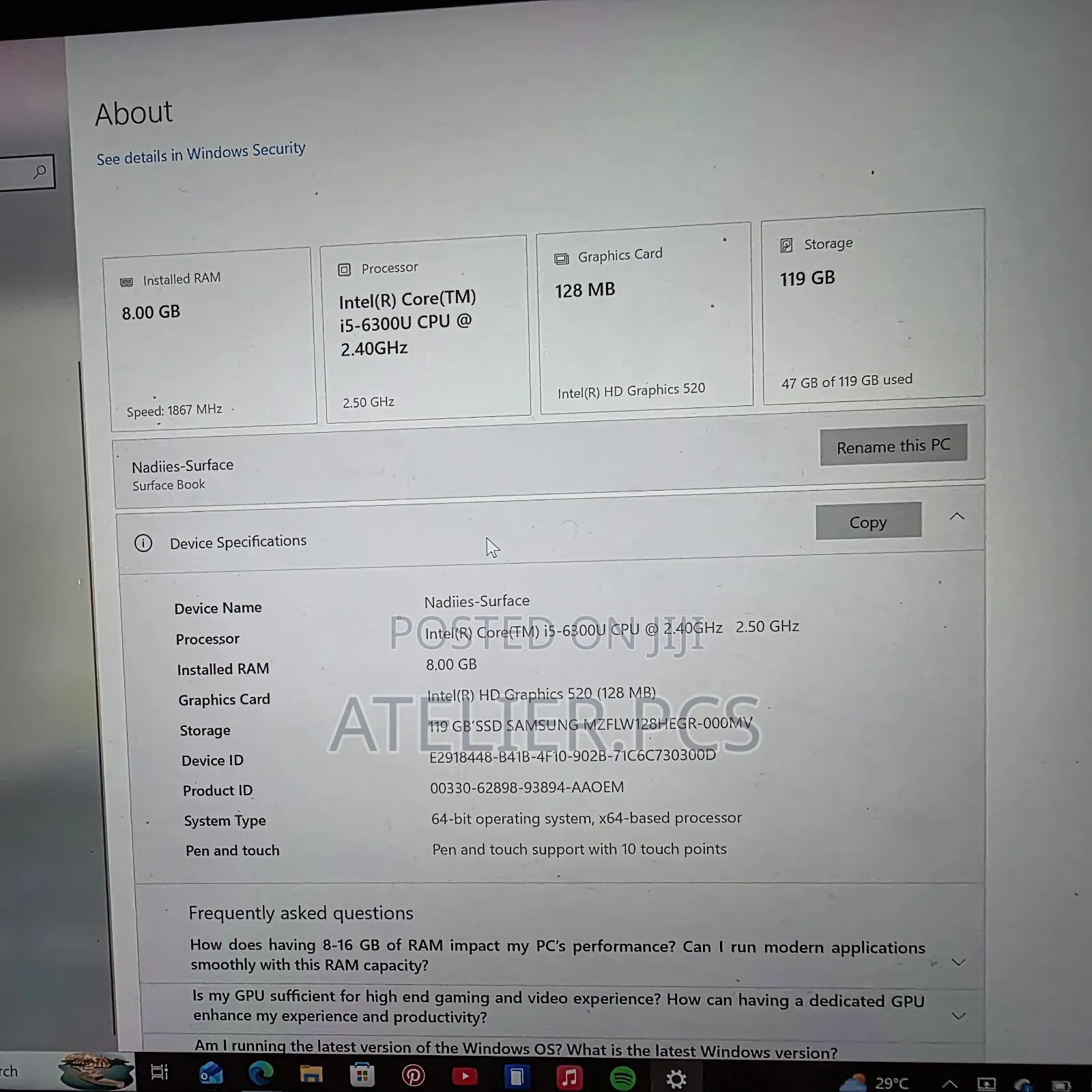 Laptop Microsoft Surface Book 8GB Intel Core i5 SSD 128GB