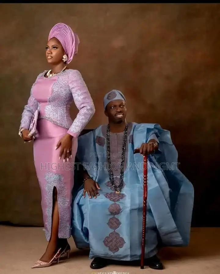 Textured Earthy-Brown Agbada Patterned Bridal Set