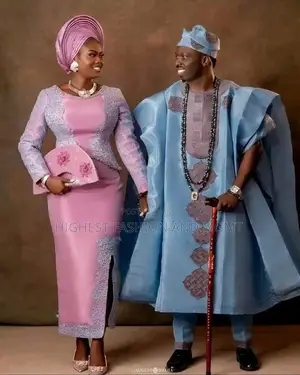 Textured Earthy-Brown Agbada Patterned Bridal Set