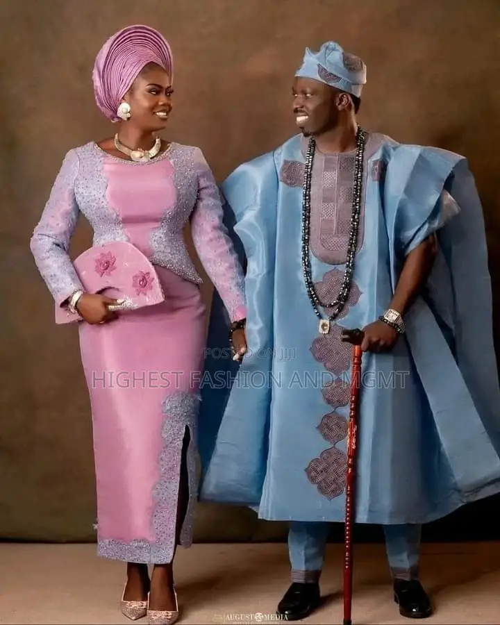Textured Earthy-Brown Agbada Patterned Bridal Set