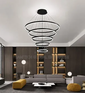 Luxury Multi-Ring Led Chandelier – Modern Elegance in Gold Black