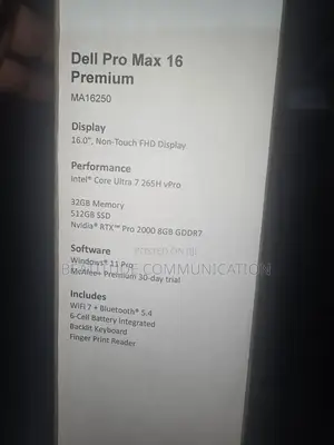 Laptop Dell Pro Max 16 32GB Intel Core Ultra 7 SSD 512GB