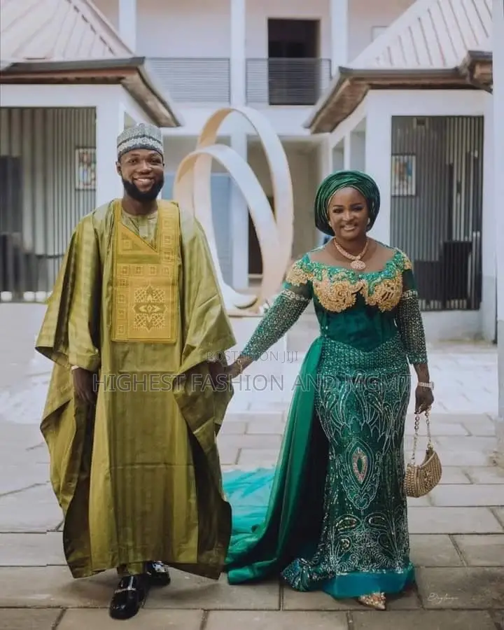 Premium Olive Emerald Traditional Couple Set
