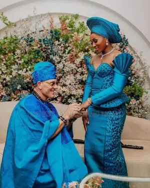 Teal Structured Bridal Gown Royal Blue Agbada