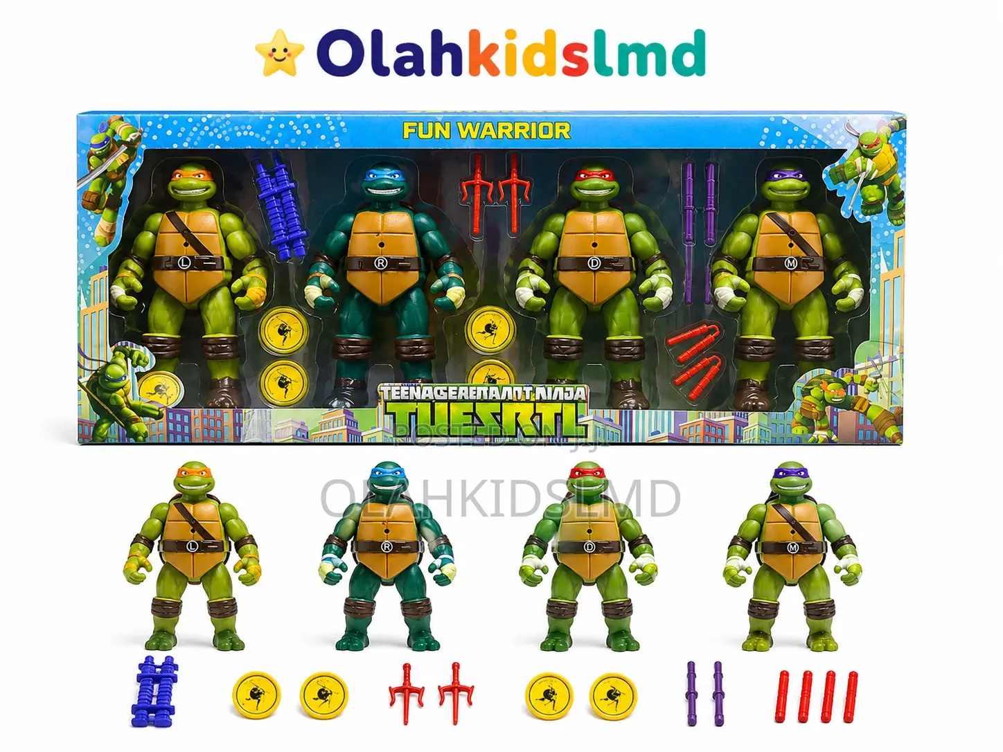 TMNT Fun Warrior 4-Figure Action Set – Ninja Turtles With Weapons