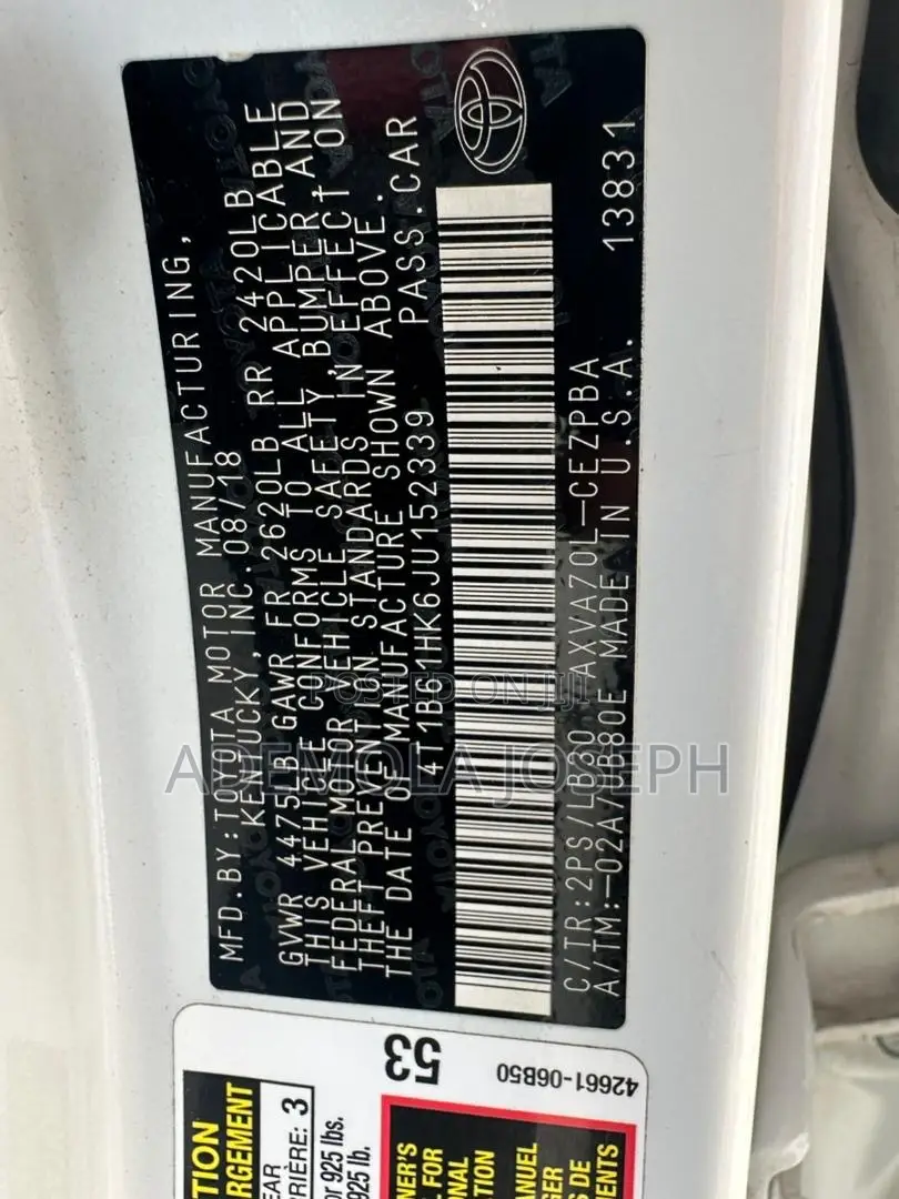 Toyota Camry 2019 White