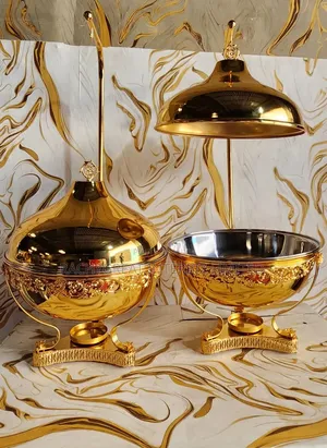 Luxury 2-Piece Gold Stainless Steel Chafing Dish Food Warmer Set