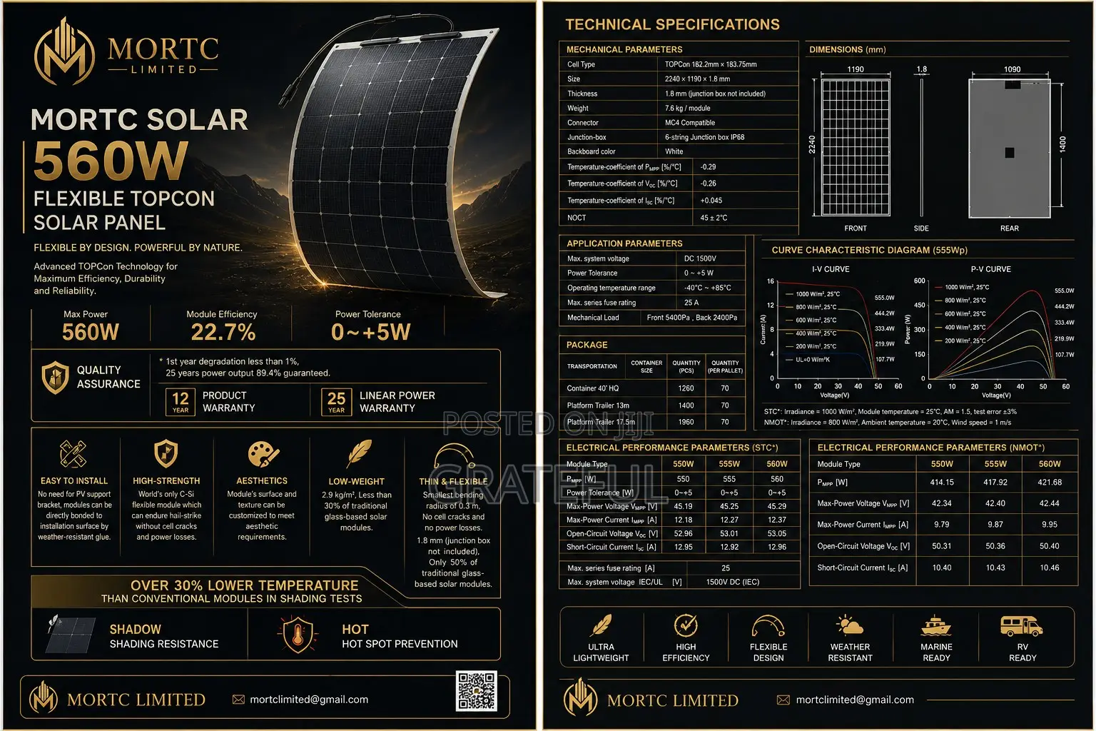 560w Flexible Solar Panel