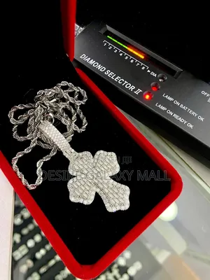 VVS Moissanite Diamond Cross Pendant With Round Ball Neckchain  